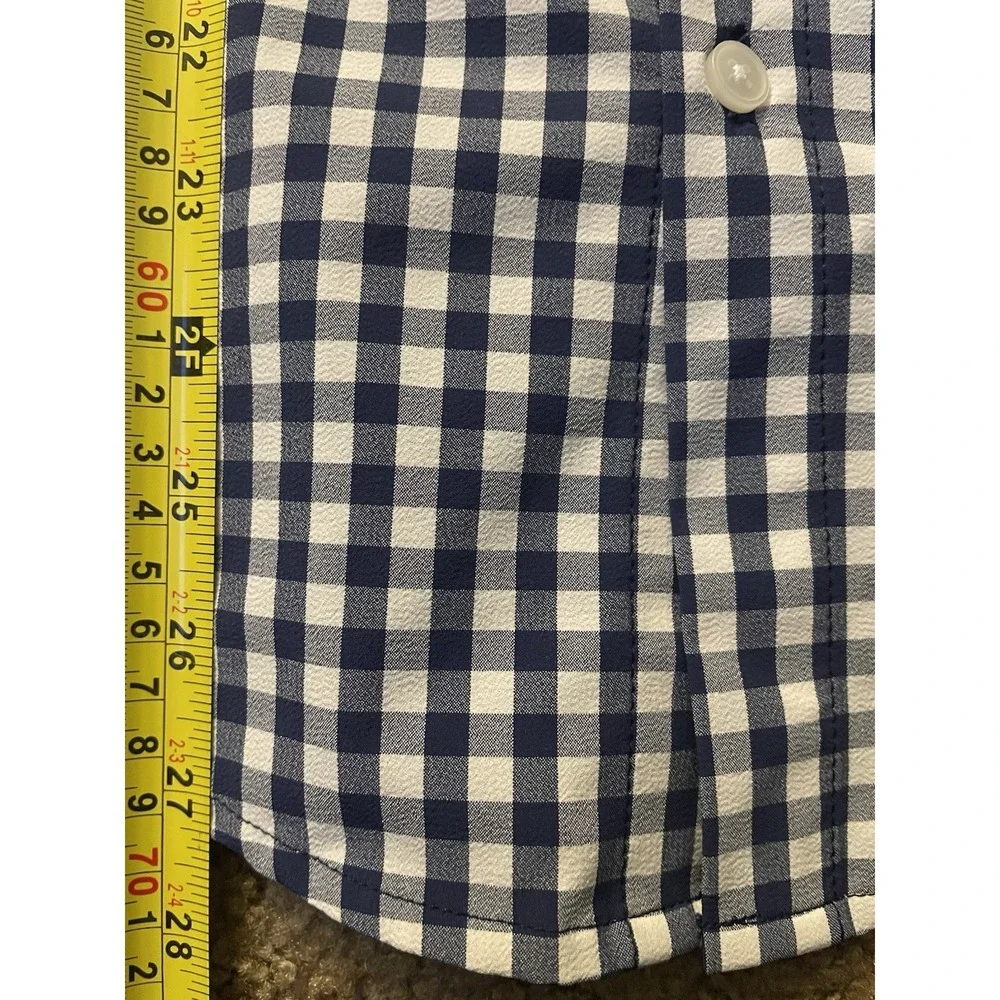 Mizzen & Main Leeward Long Sleeve Button Up Shirt Blue Check Logo Small JBHS